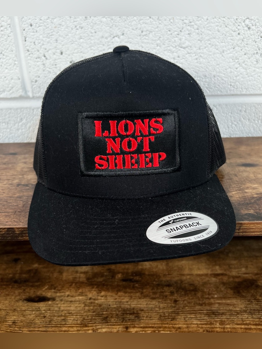 Lions Not Sheep Hat Black Snap Back Patch Front NEW